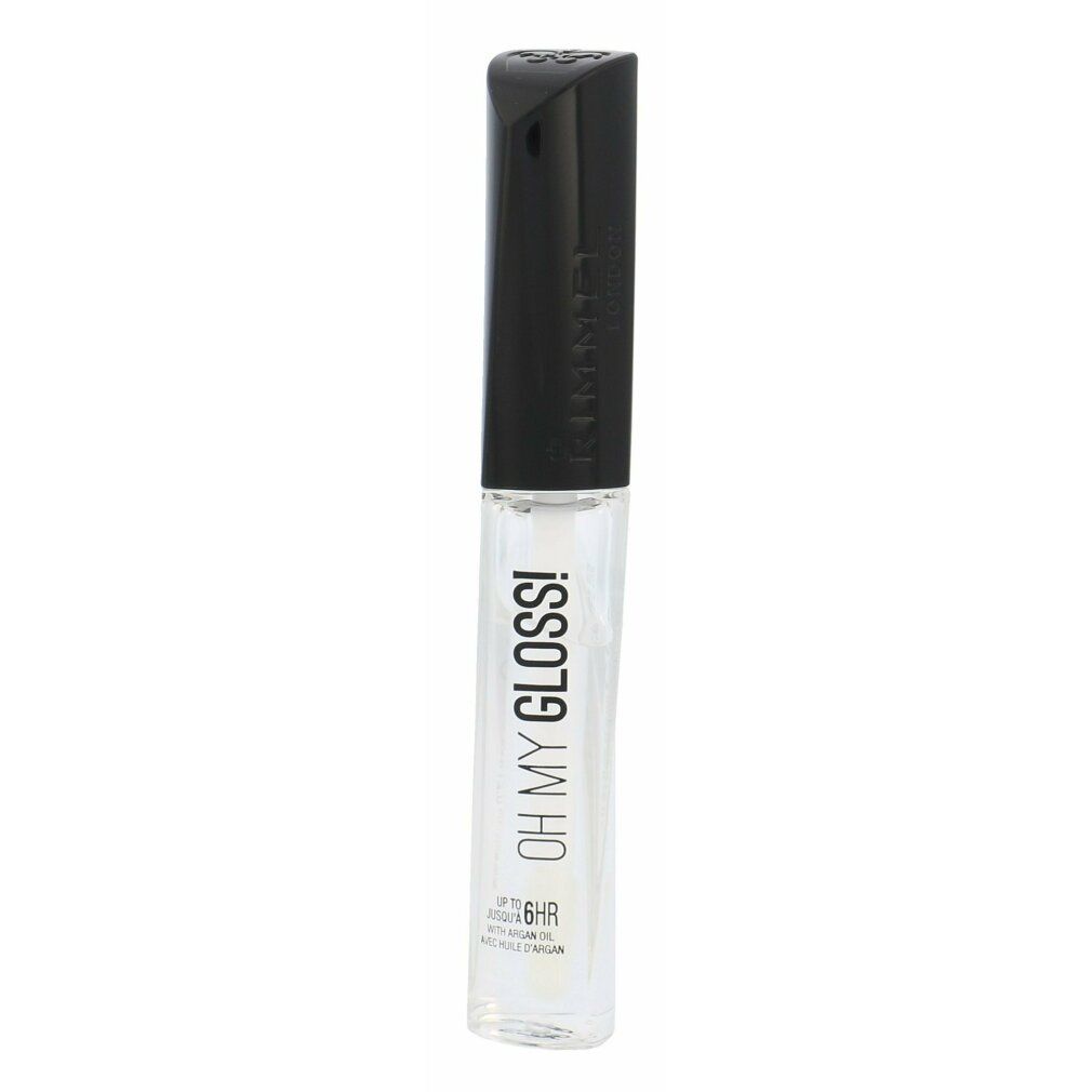 Klarer Lipgloss-Behälter mit schwarzem Deckel. Aufschrift: OH MY GLOSS! und 6HR.