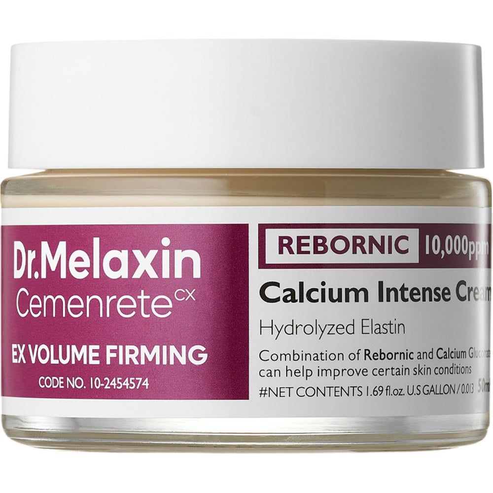 Dr. Melaxin Cemenrete Calcium Intense Cream, Glasbehälter mit weißem Deckel.