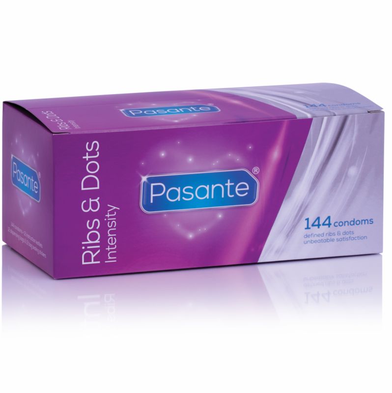 Pasante Ribs & Dots Intensity Kondompackung, 144 Stück.
