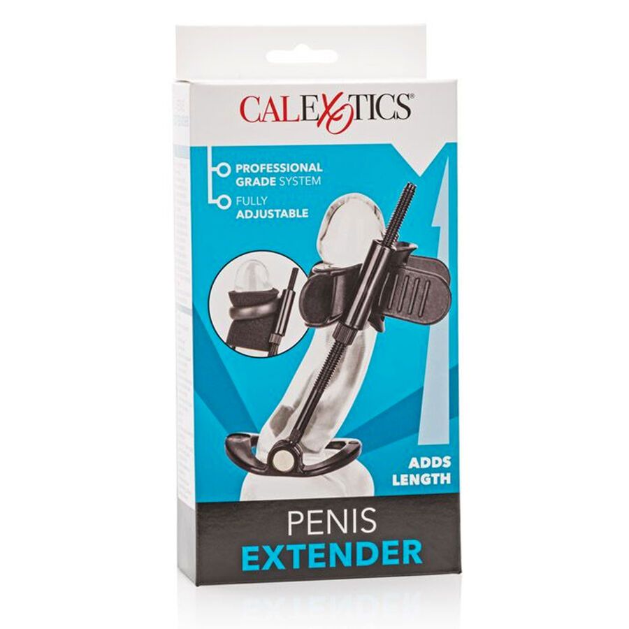 Verpackung eines schwarzen Penis-Extenders mit Produktabbildung und Text.