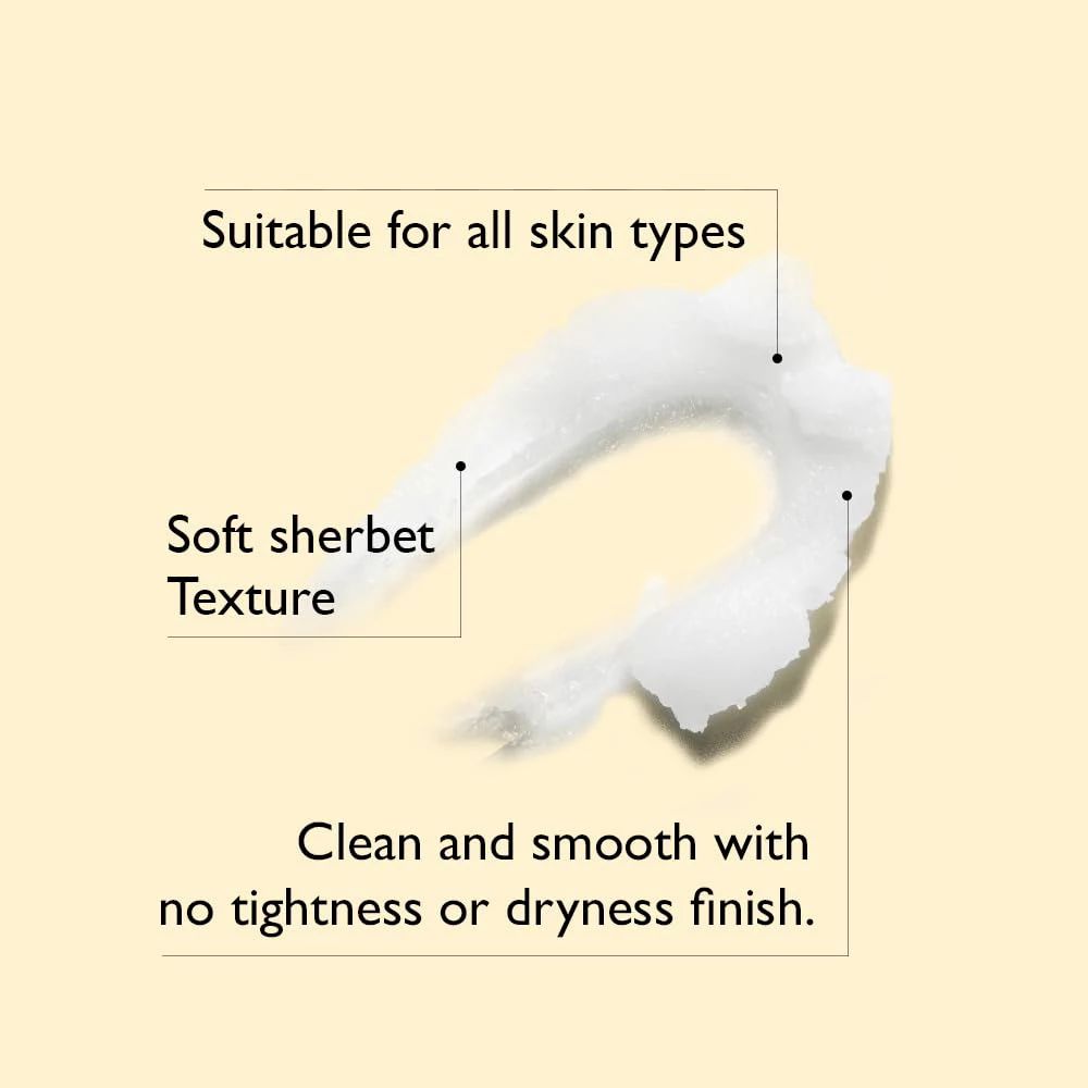 Weiße Creme mit Sherbet-Textur, für alle Hauttypen geeignet.