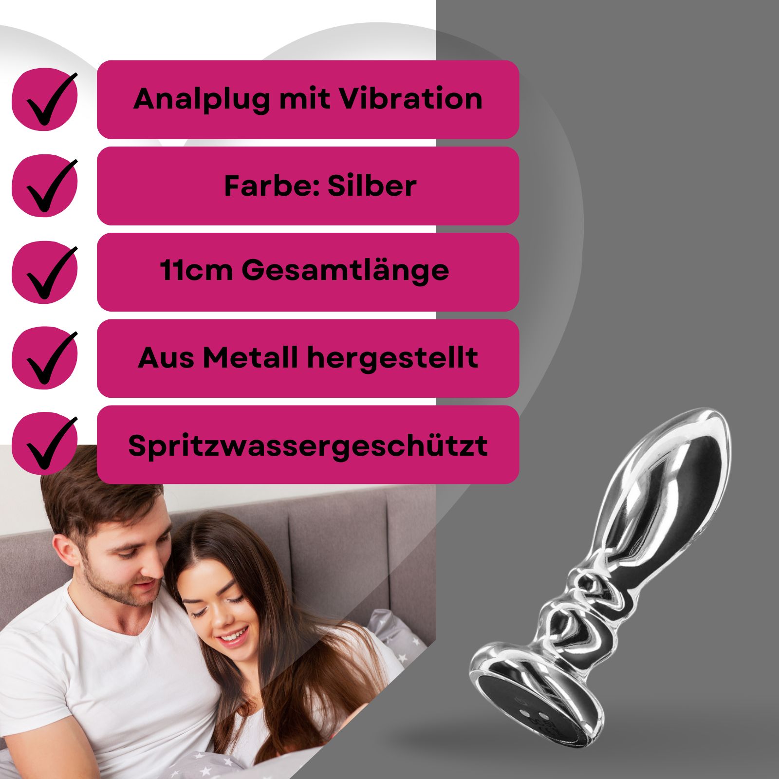 Lovelyness - Analplug aus Metall mit Vibration - Slider L