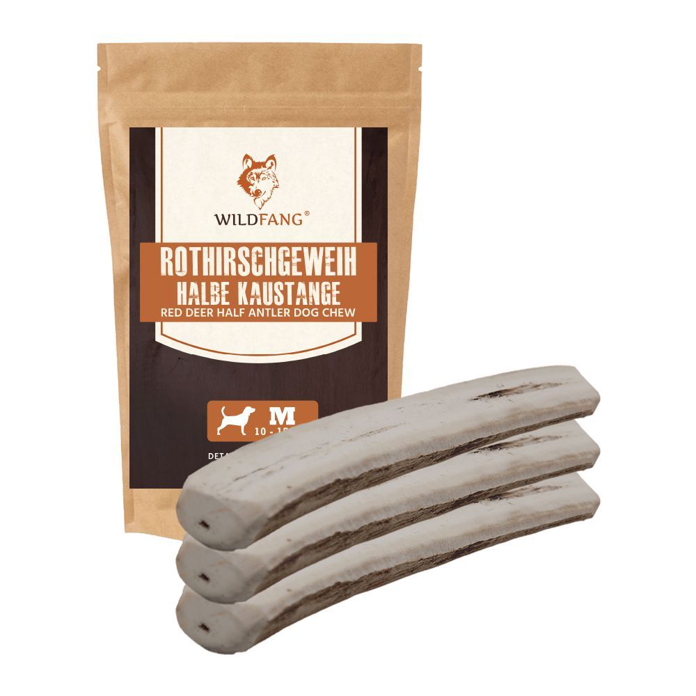 Wildfang Rothirschgeweih halbe Kaustange: Eine Packung und drei halbe Geweihstangen.