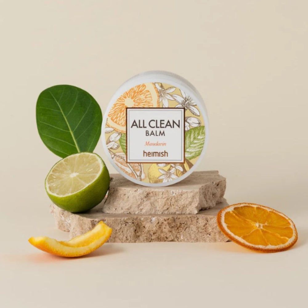 Heimish All Clean Balm: Vasetto su pietra con agrumi, lime e arancia essiccata.