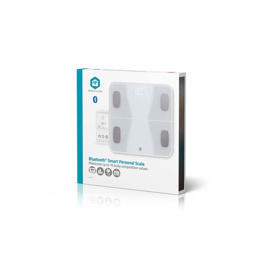 Nedis WIFI-SmartLife-Personenwaage / Bluetooth® / BMI / BMR / Fett / Gebeine / Gewicht / Muskeln /