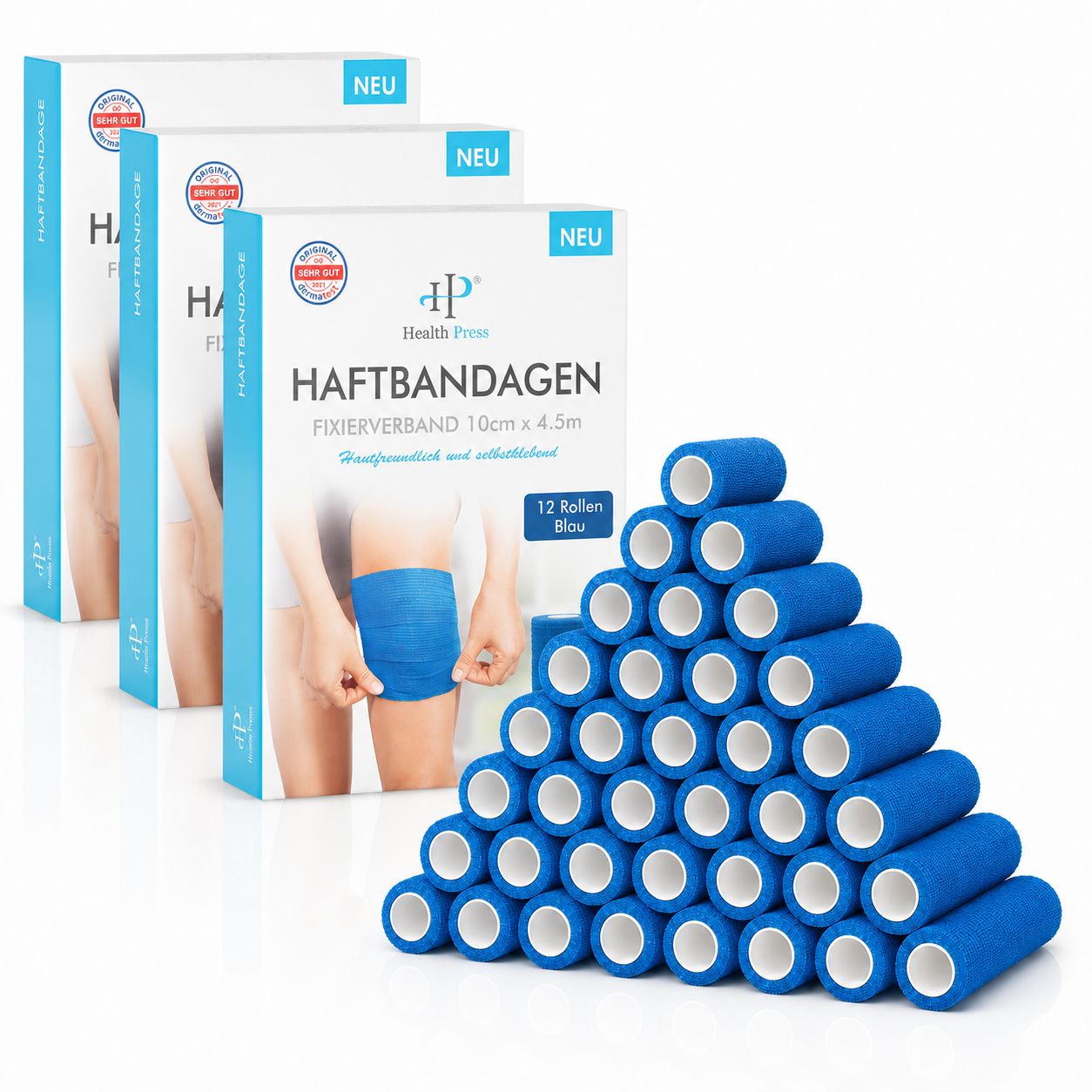 Health Press Haftbandage – Selbstklebender Verband 10cm x 4,5m