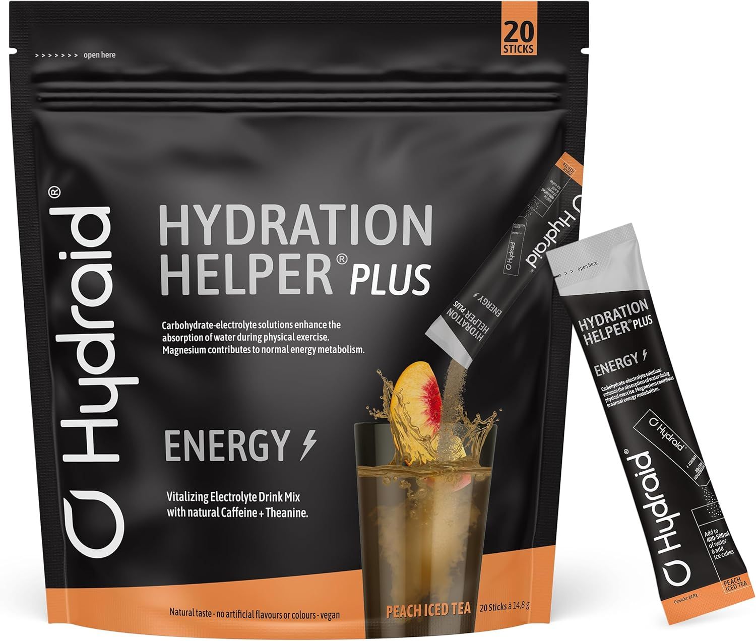 Hydraid PLUS ENERGY Peach Iced Tea Elektrolyt Pulver Sticks