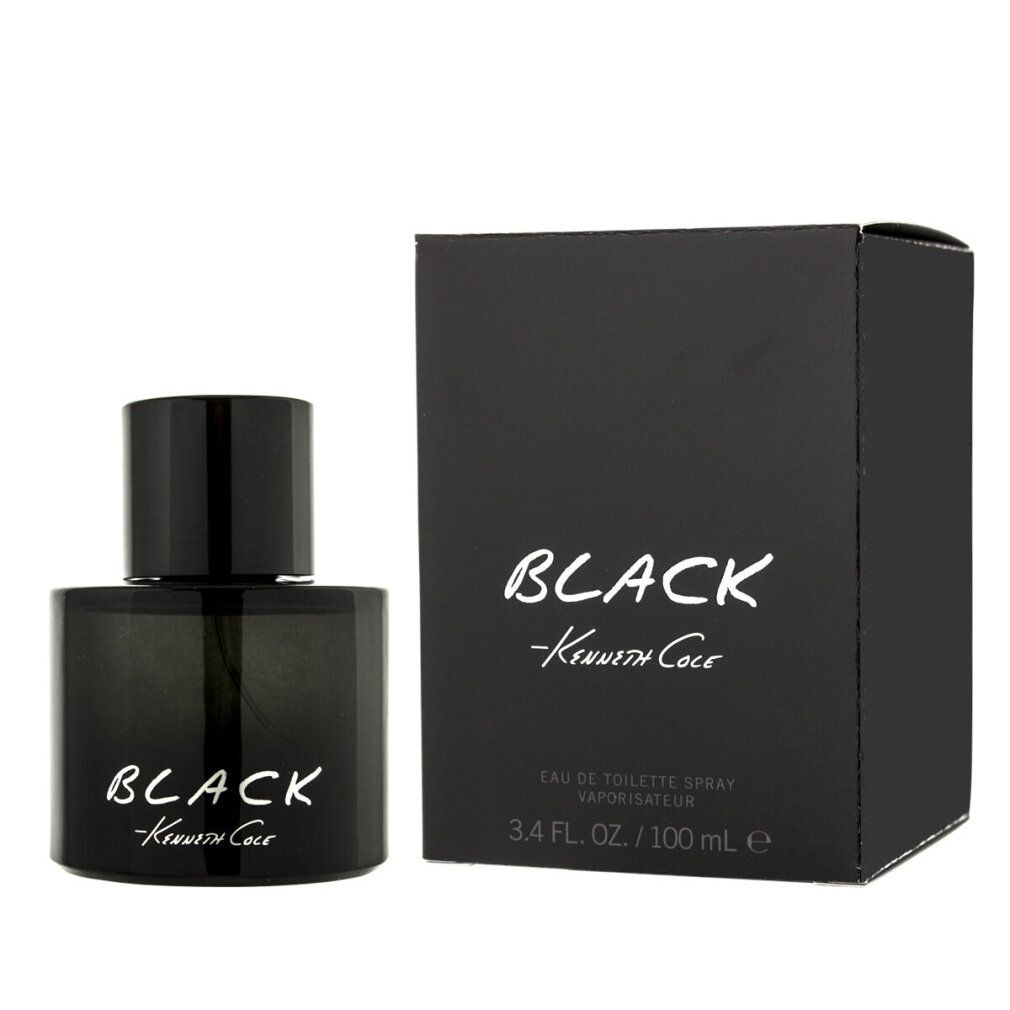 Schwarze Flasche und Karton mit "BLACK - Kenneth Cole" Schriftzug. Eau de Toilette.