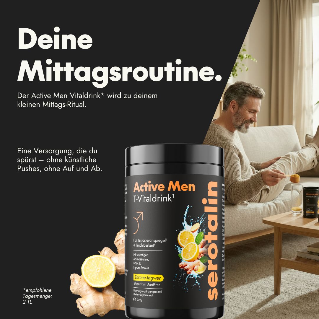 serotalin Active Men T-Max Set | Maca Kapseln, Night Kapseln mit KSM-66 Ashwagandha & T-Vitaldrink