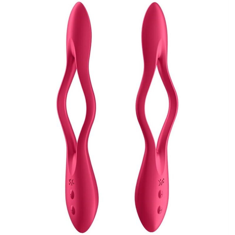Zwei rosa Vibratoren mit Öffnung. Zwei Knöpfe. Glatte Oberfläche. Ergonomisches Design. SF-Logo.
