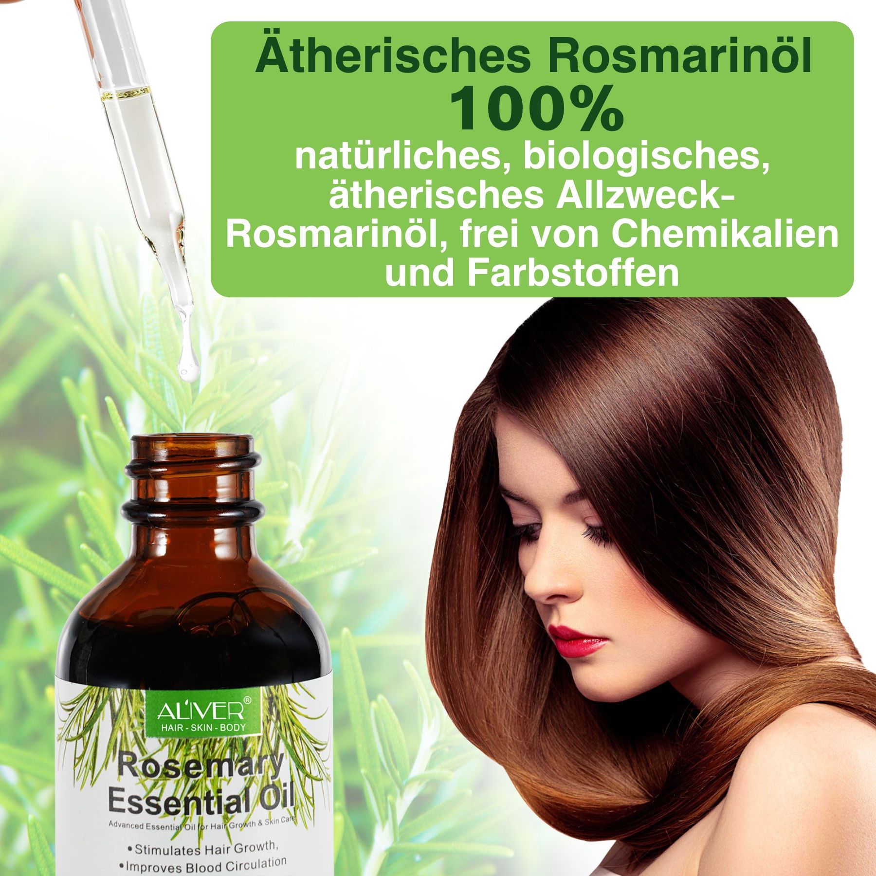 ALIVER Rosmarinöl Ätherisches Öl Haaröl für Haarpflege und Haarwachtstum