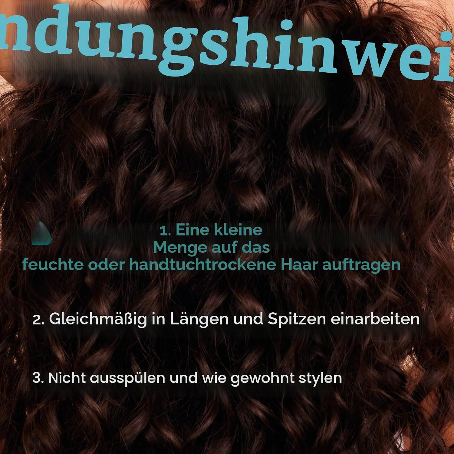 Anleitung zur Anwendung eines Haarprodukts auf nasses Haar.