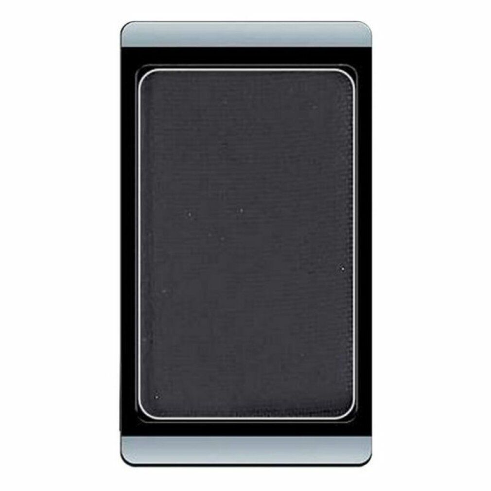 Schwarzer Lidschatten in rechteckiger Form. Schwarzer Lidschatten in einer rechteckigen, silber-schwarzen Hülle.