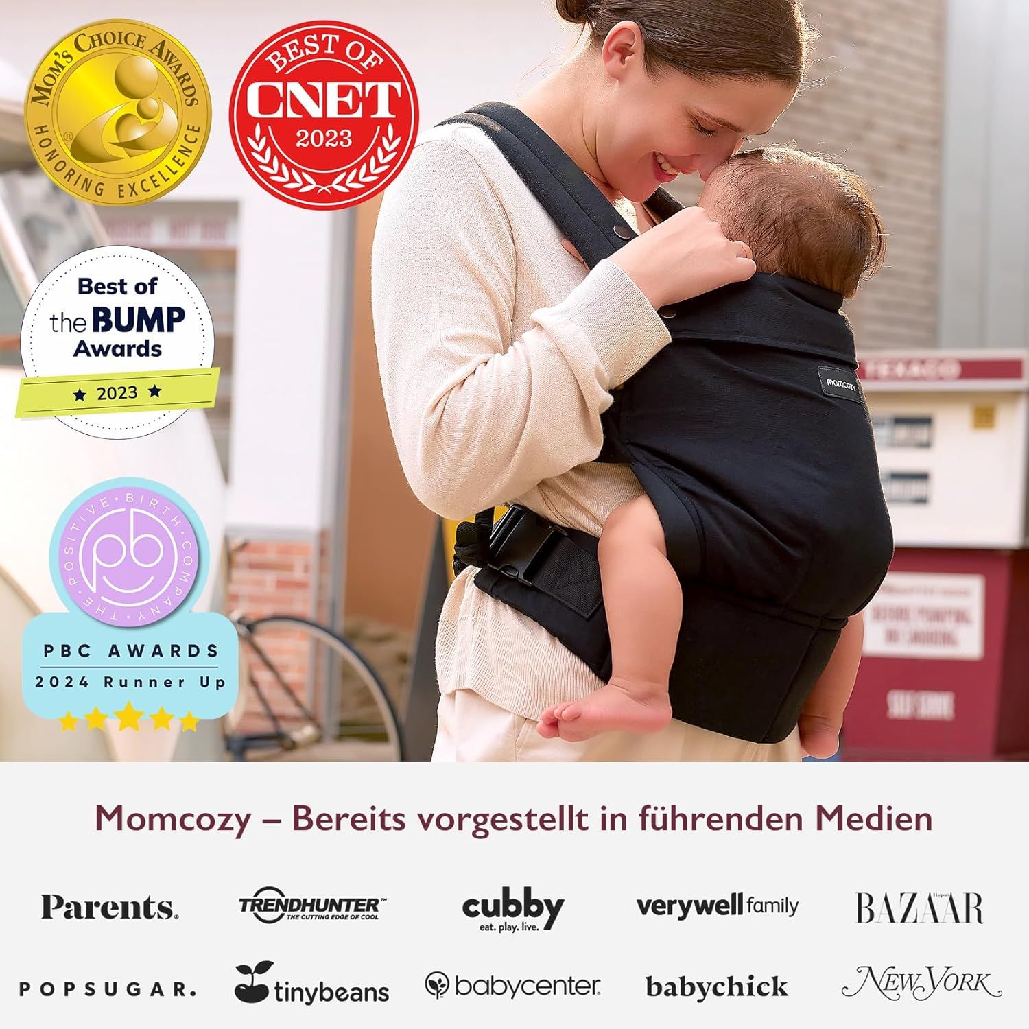 Momcozy Baby Trage - Leichte & Atmungsaktive Schwarz