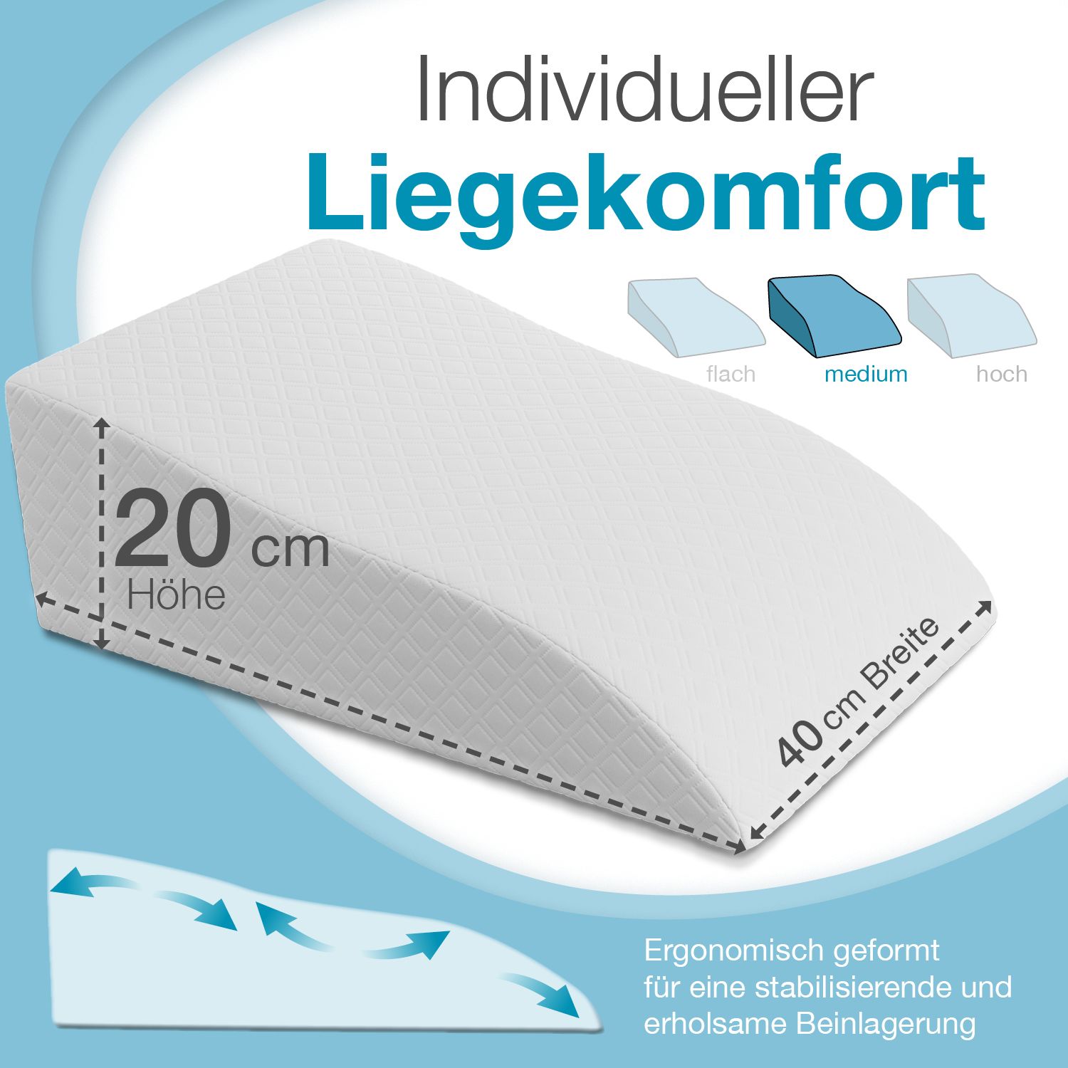 Bestschlaf Bein-Lagerungskissen »Visko«, medium, 65x40x20cm, weiß