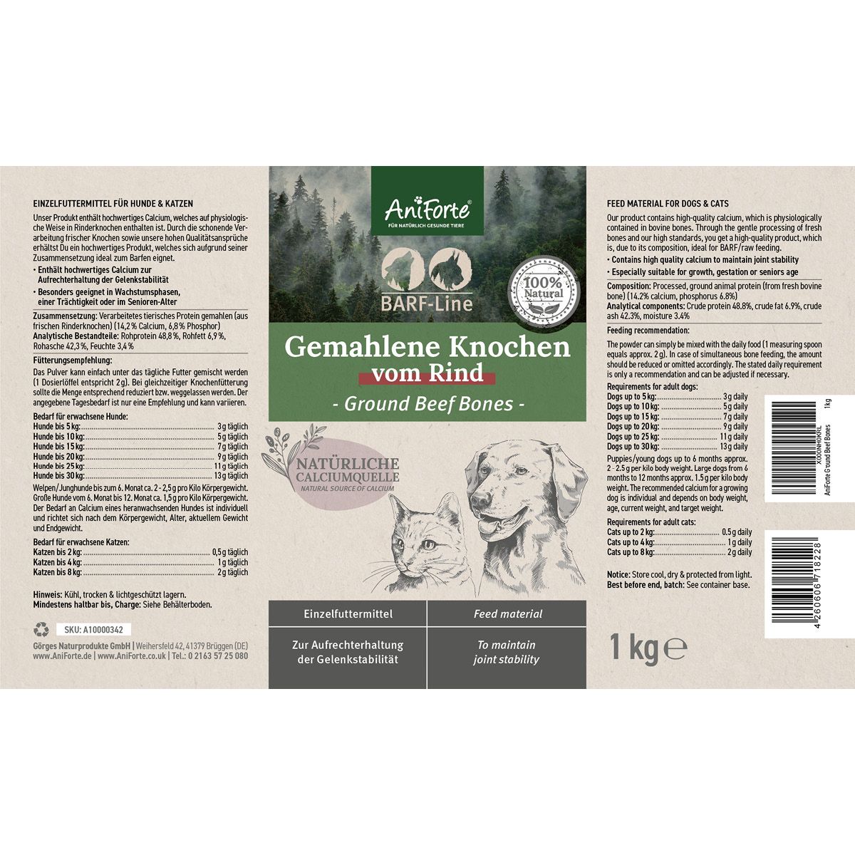 AniForte BARF-Line Gemahlene Knochen vom Rind