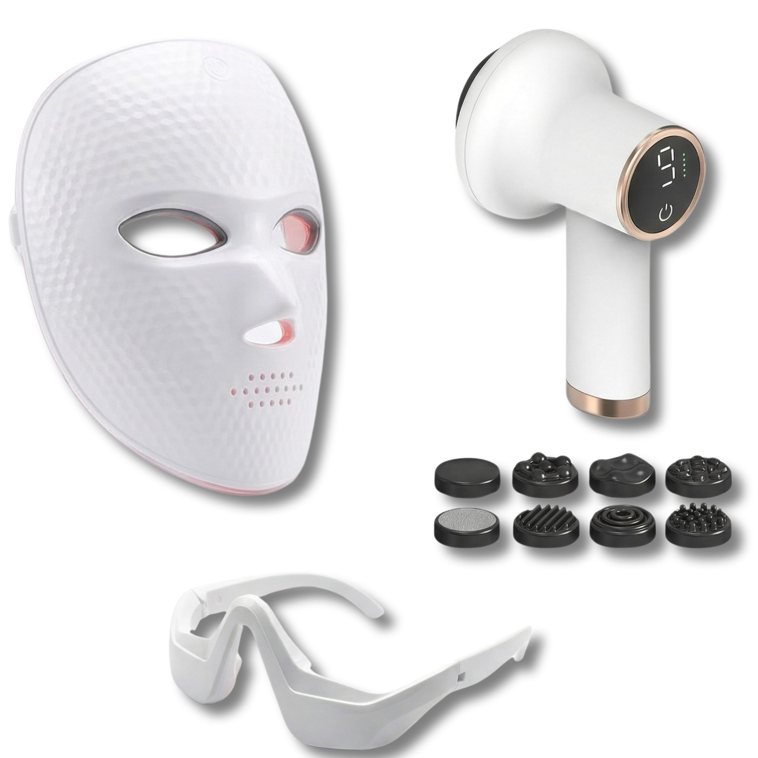 Beauty- & Silhouette-Box – LED-Gesichtsmaske, Anti-Müdigkeits-Augenmaske & Anti-Cellulite-Massager