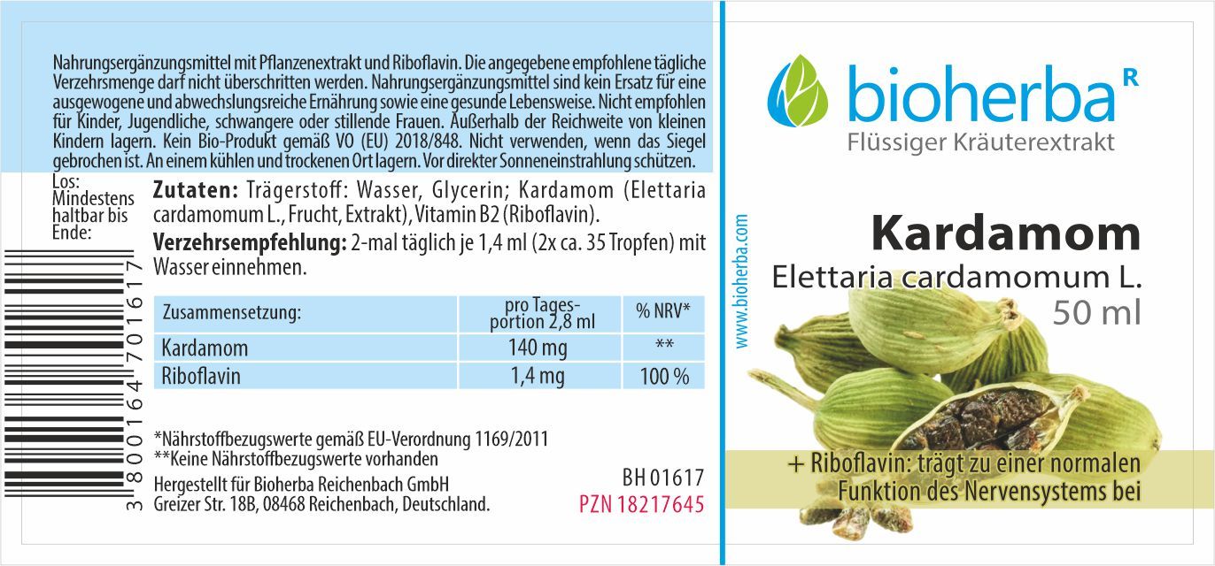 Bioherba Kardamom  Elettaria cardamomum L.  Tropfen  Tinktur Extrakt