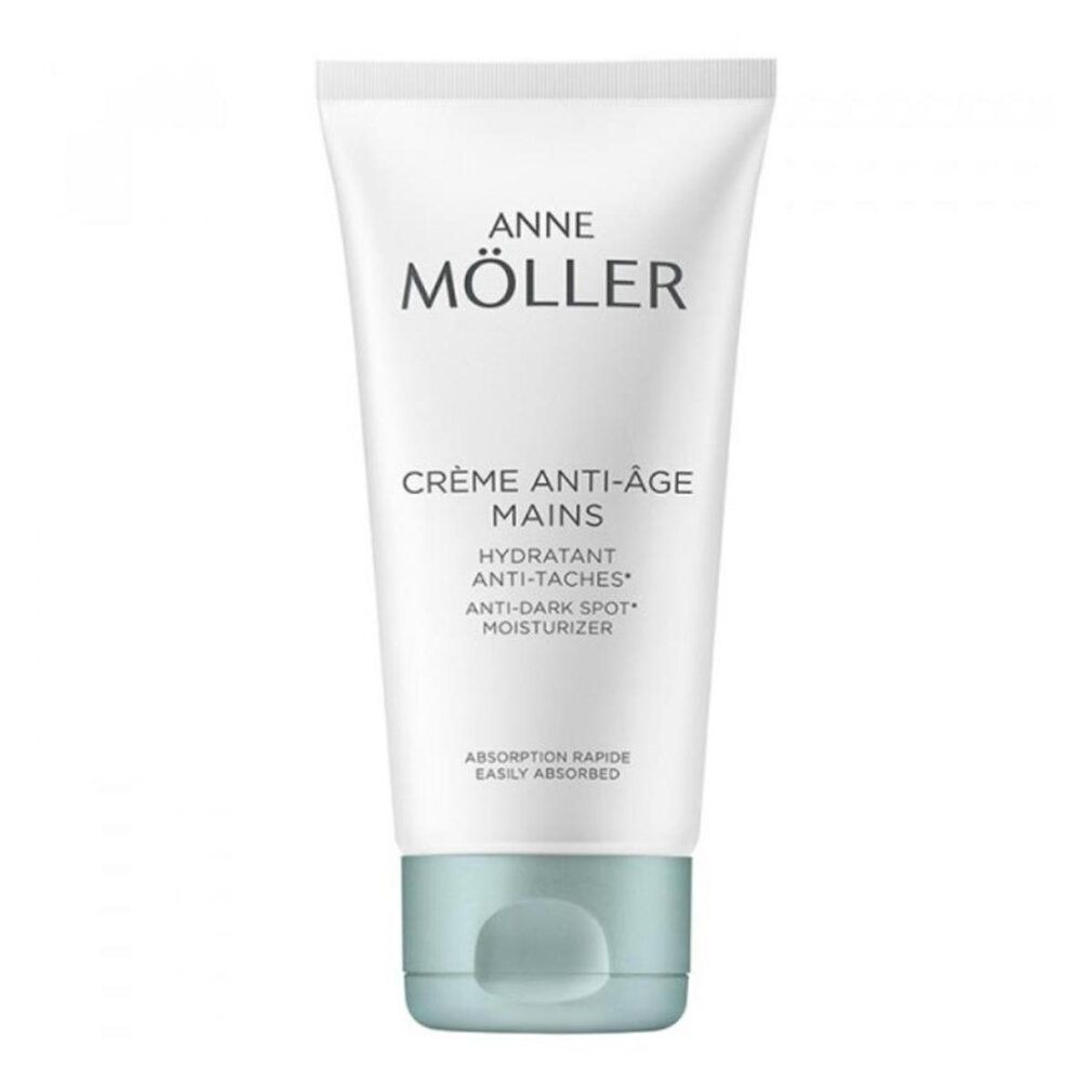 Weiße Tube mit Anne Möller Anti-Aging Handcreme und hellgrünem Klappdeckel.