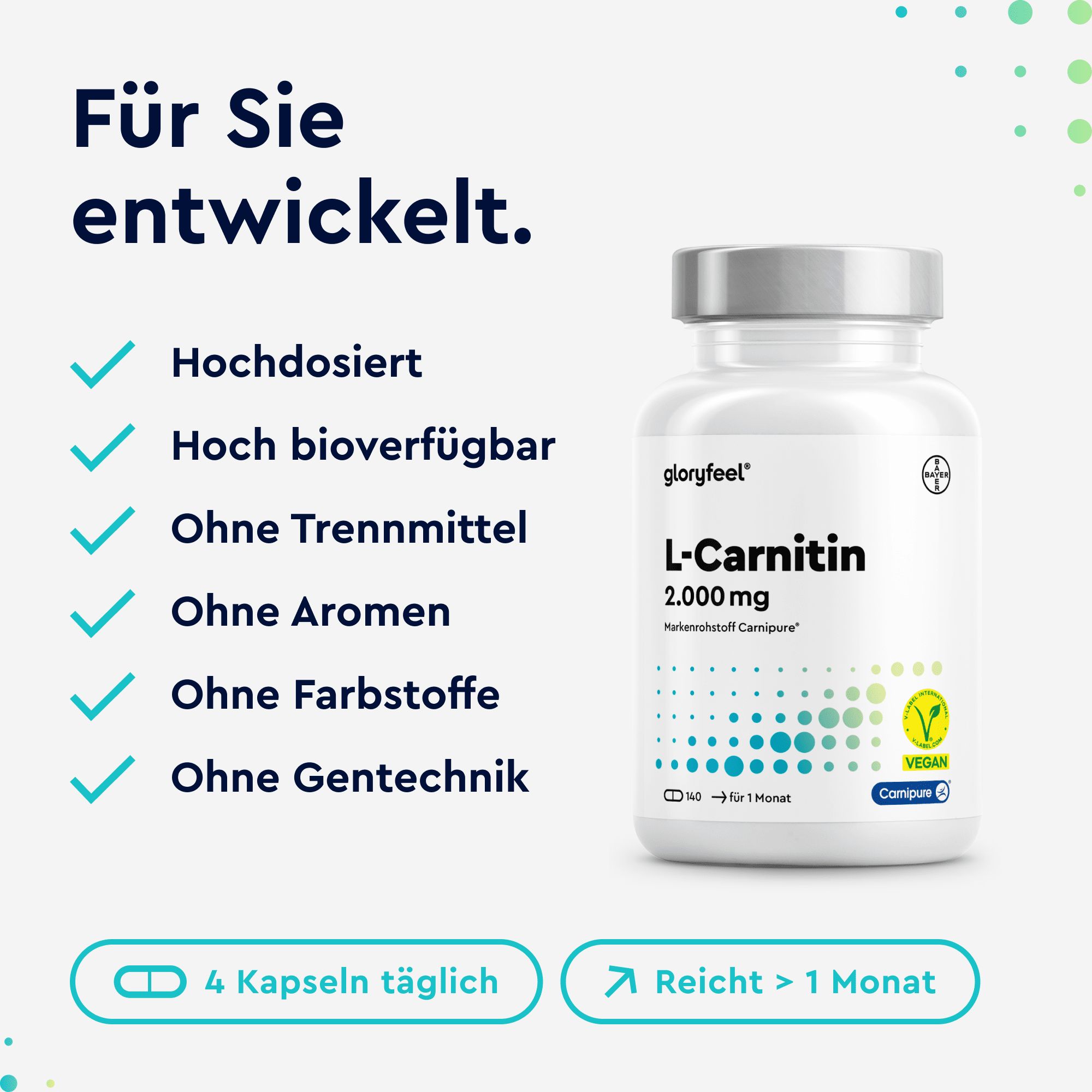 gloryfeel® L-Carnitin Kapseln Carnipure Markenrohstoff