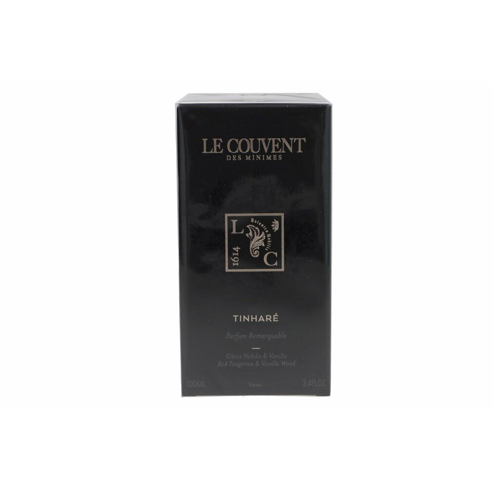 Schwarze Schachtel für Le Couvent Tinhare Eau de Parfum mit floralem Design und goldener Schrift.