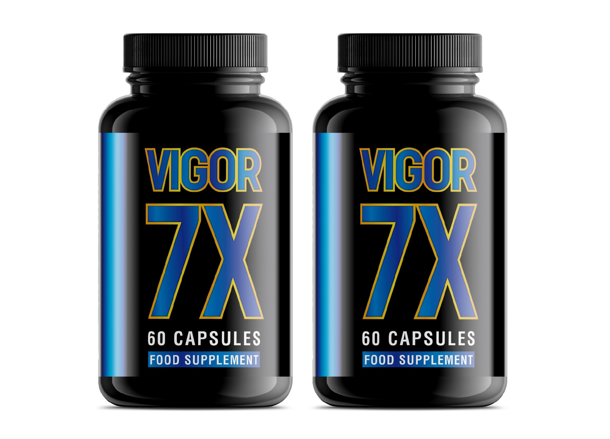 Zwei VIGOR 7X Flaschen, Nahrungsergänzungsmittel, 60 Kapseln.