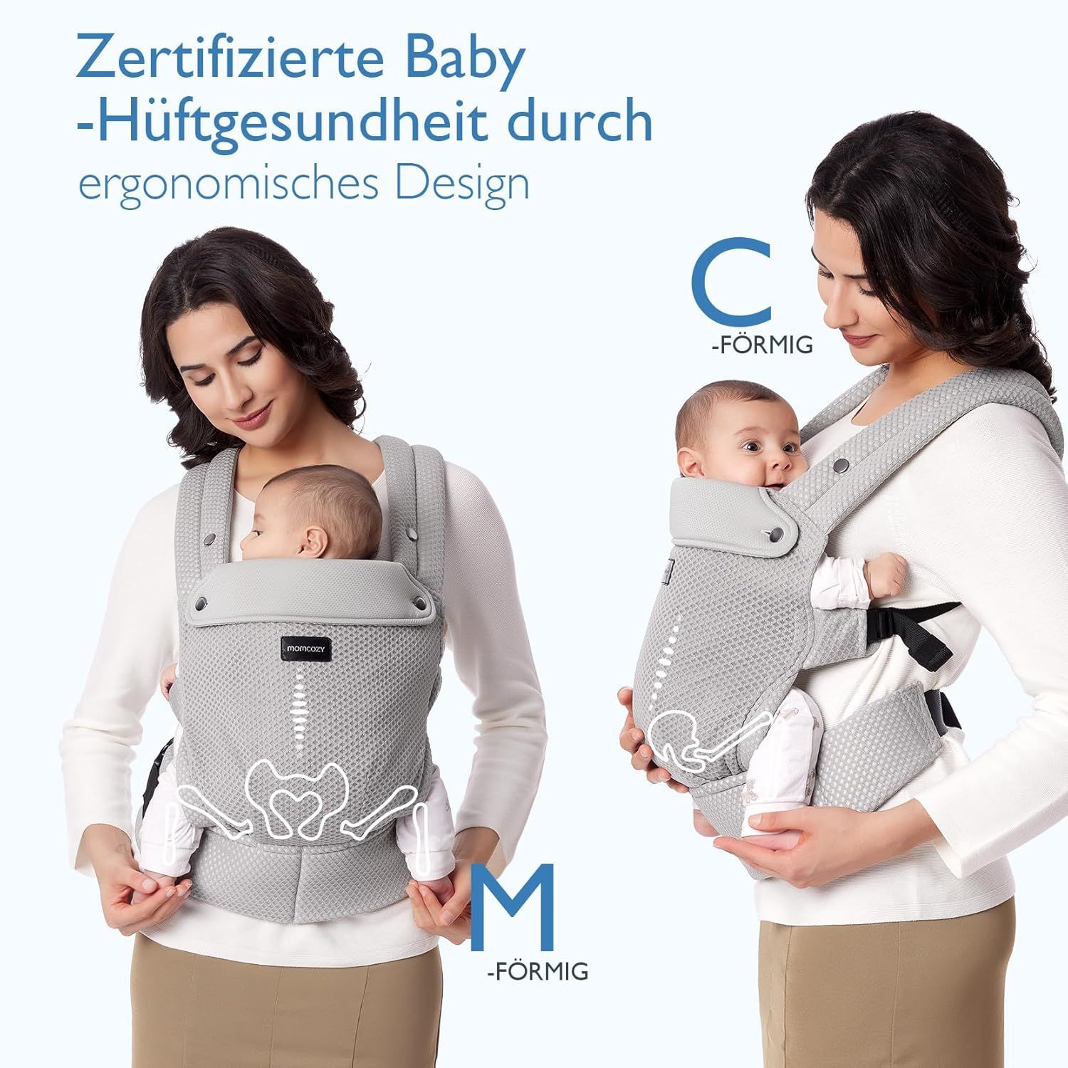 Momcozy Baby Trage - Leichte & Atmungsaktive Netz Air Mesh-Grau