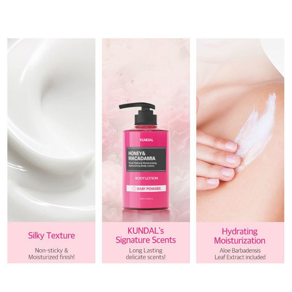 Drei Collagen: seidige Textur, Kundal Duft, feuchtigkeitsspendende Lotion mit Aloe Vera.