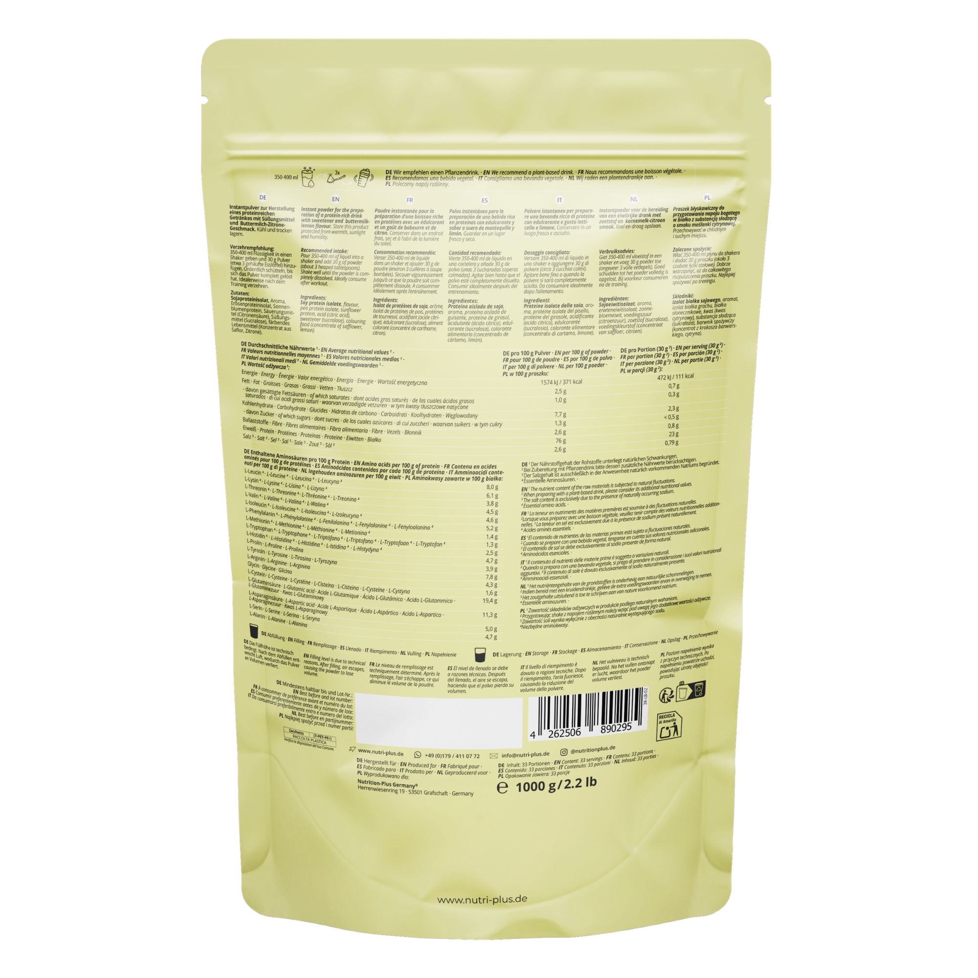 nutri+ Vegan 3K Lemon Buttermilk Protein