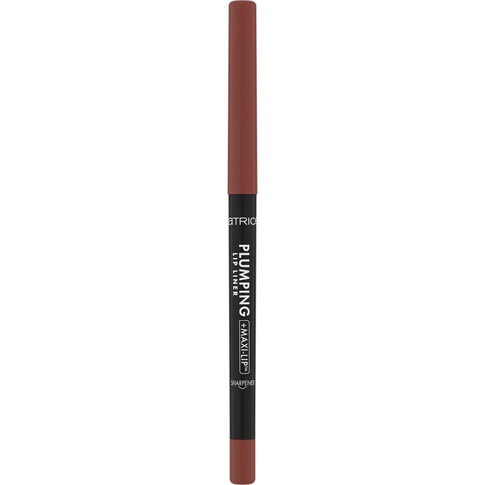 Catrice Lipliner. Braun. Text: Plumping Lip Liner. Schwarze Hülse mit brauner Spitze.