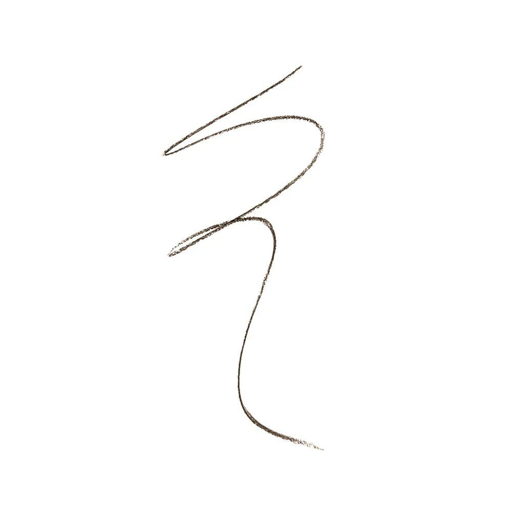 Braune Strichzeichnung auf weißem Hintergrund. Darstellung einer geschwungenen Linie.