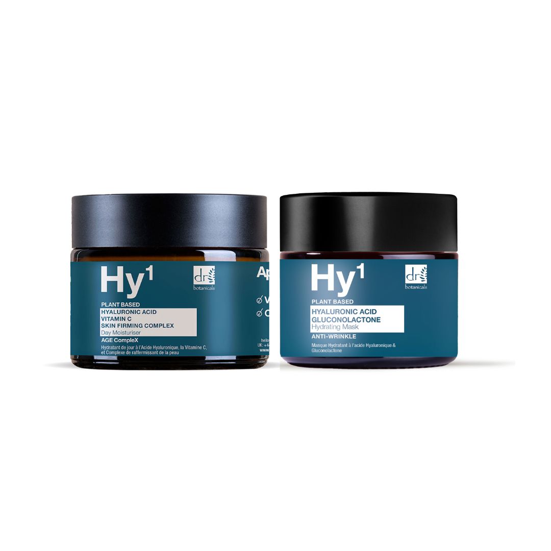 Dr. Botanicals Hy1: Feuchtigkeitsmaske und Feuchtigkeitscreme mit Hyaluronsäure.