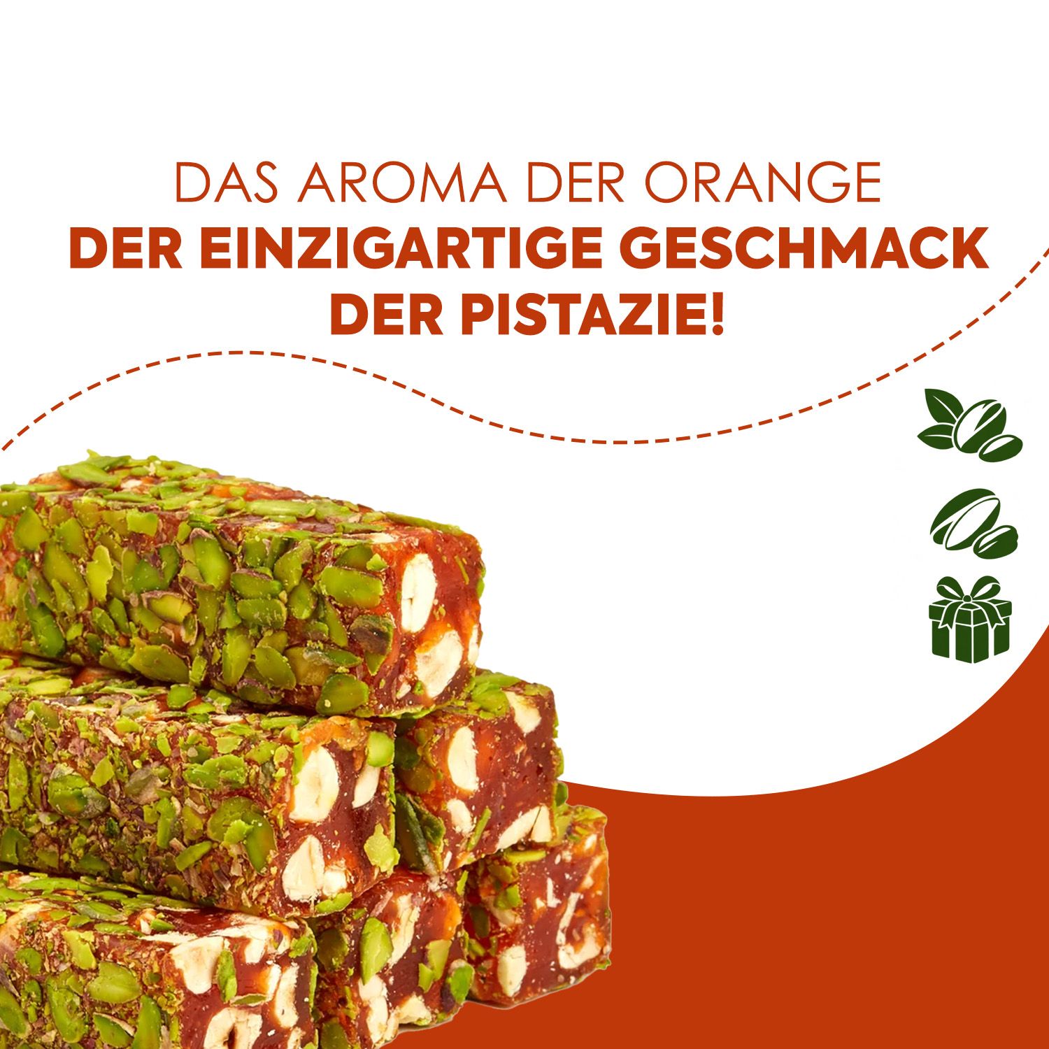 WeNatur Pistazien, Gemischten Nüssen und Orangenaroma Lokum