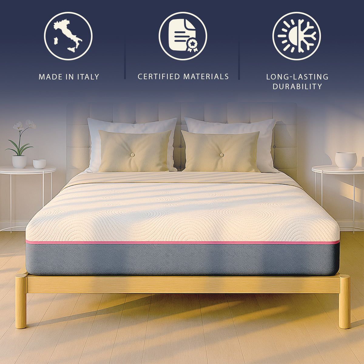 The White Stone Matratze 120x200 Memory Foam Breeze und Taschenfedern | Höhe 30 cm