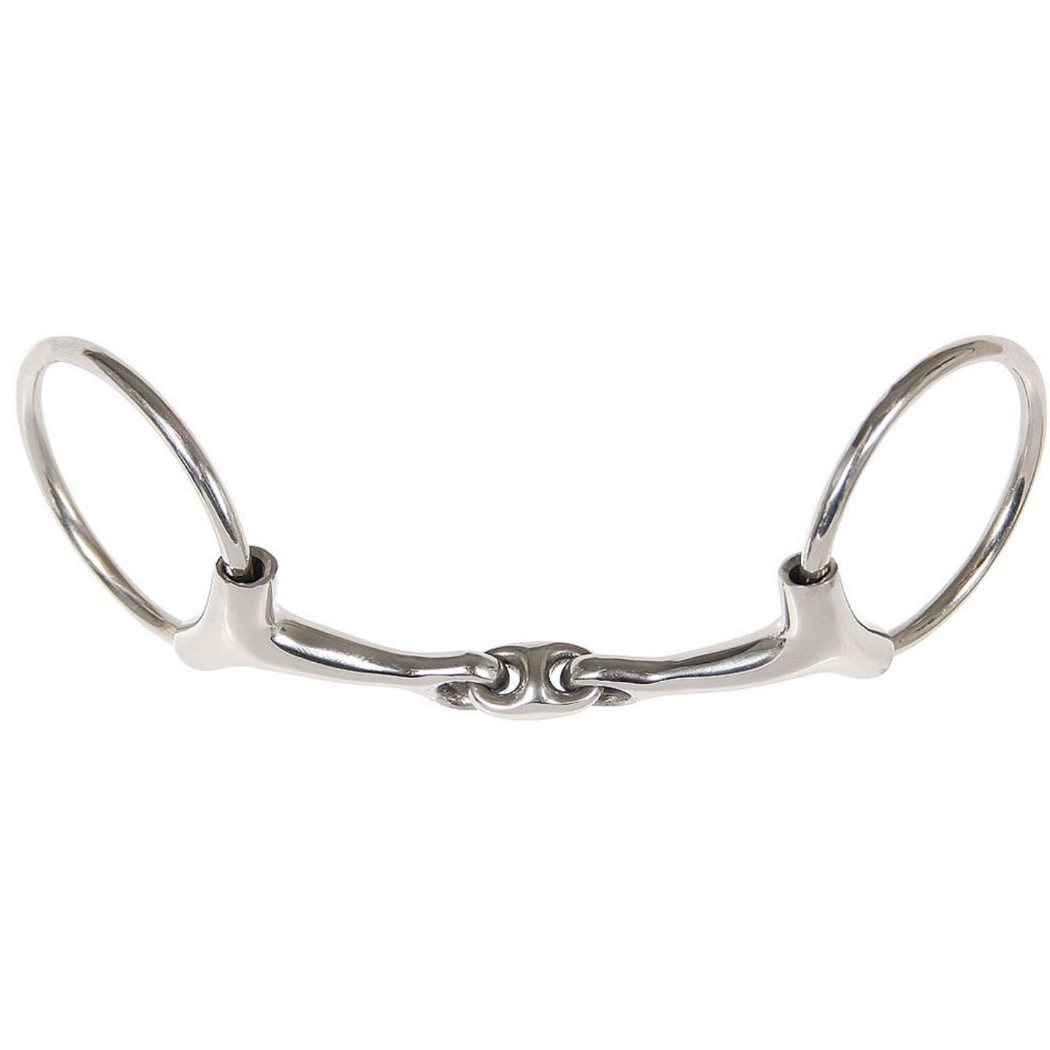 Ringtrense. Metall, mit zwei Ringen und einem Mundstück. Detailansicht.