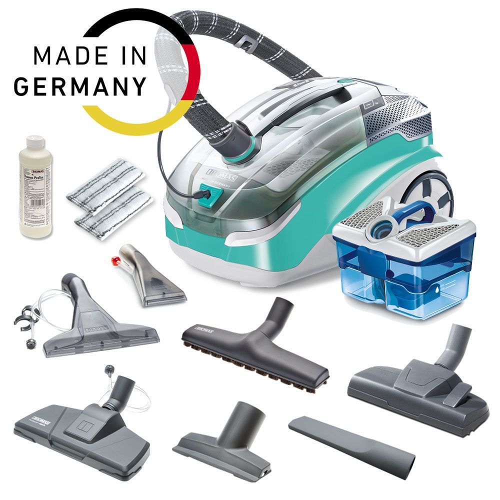 Aqua+ Multi Clean X10 Parquet mit Zubehör. Flasche, Wischtücher, Düsen und Behälter. Made in Germany.