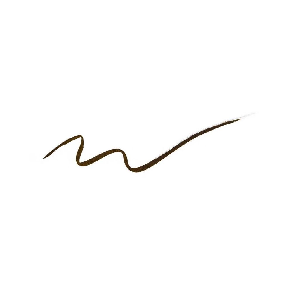 Brauner Eyeliner-Strich auf weißem Hintergrund. Wellenförmige Linie.