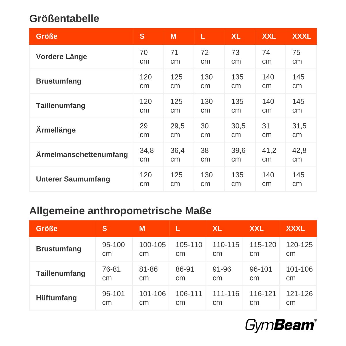 Größentabelle für ein braunes Oversize T-Shirt.