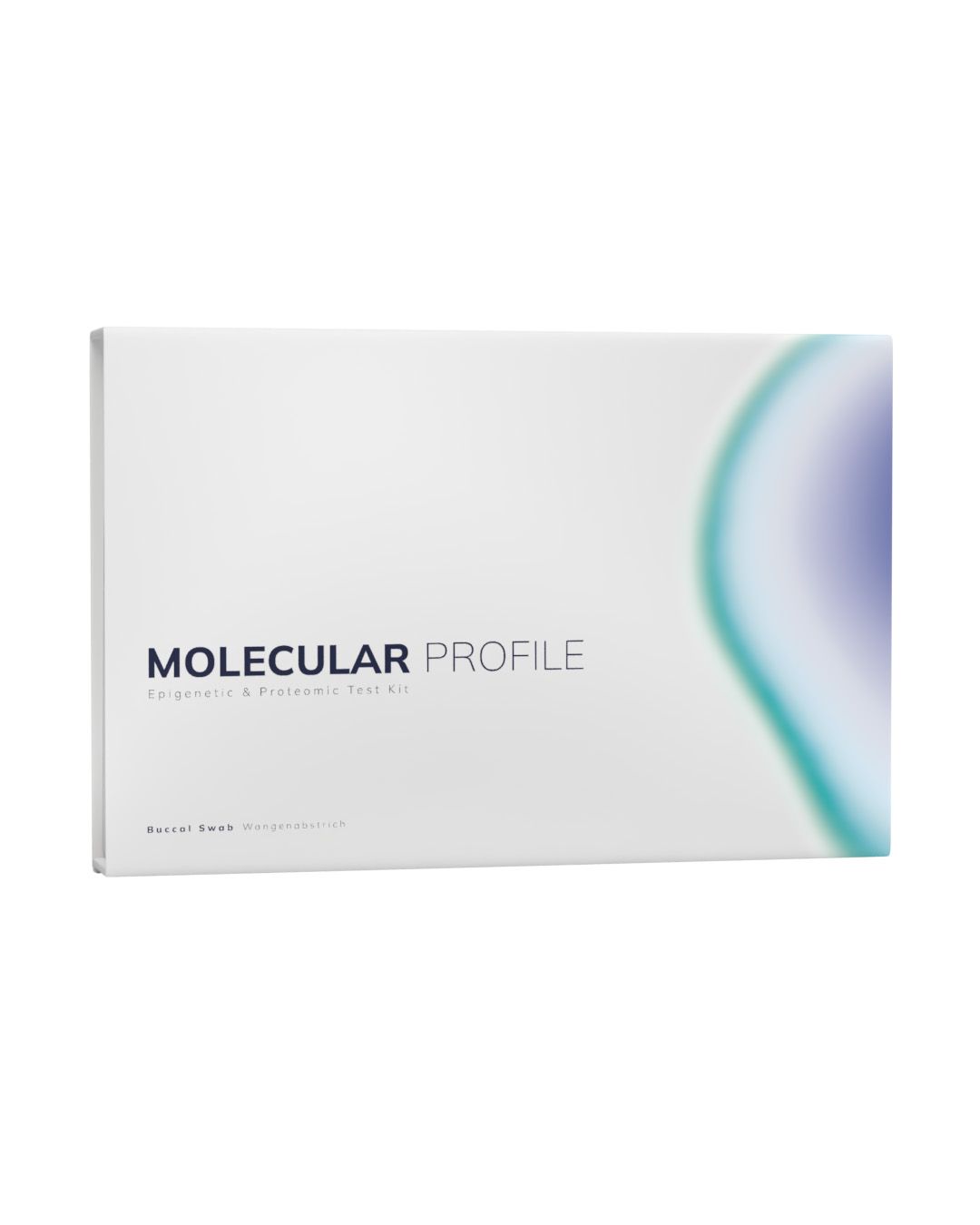Verpackung des MoleQlar Biologischer Alterstest Kits mit Aufschrift 'MOLECULAR PROFILE'.