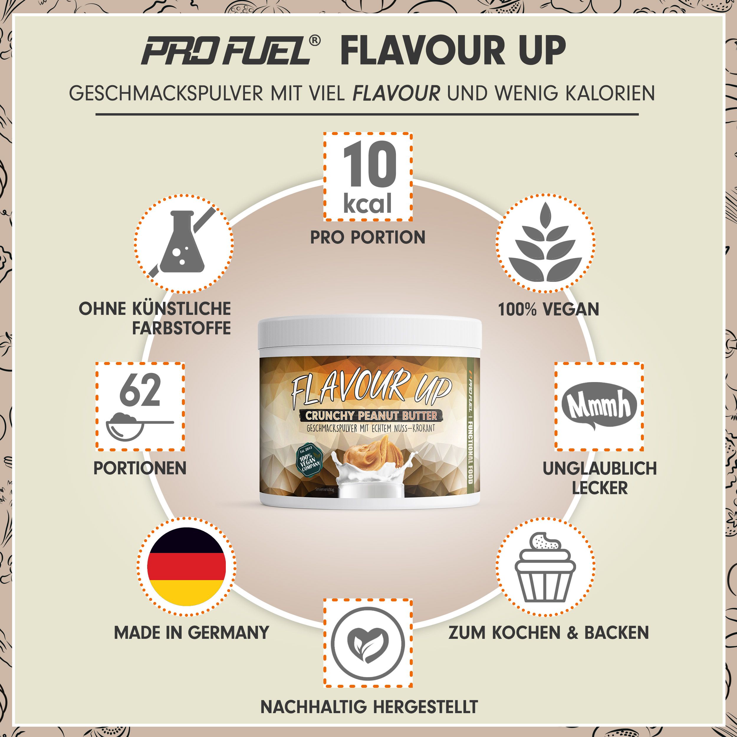 ProFuel - FLAVOUR UP Geschmackspulver - Crunchy Peanut Butter - nur 10 kcal pro Portion