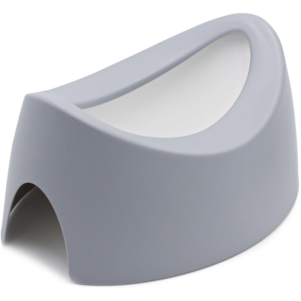 Grauer Potty. Weißer Innenraum. Abgerundete Form. Anti-Rutsch-Beschichtung.