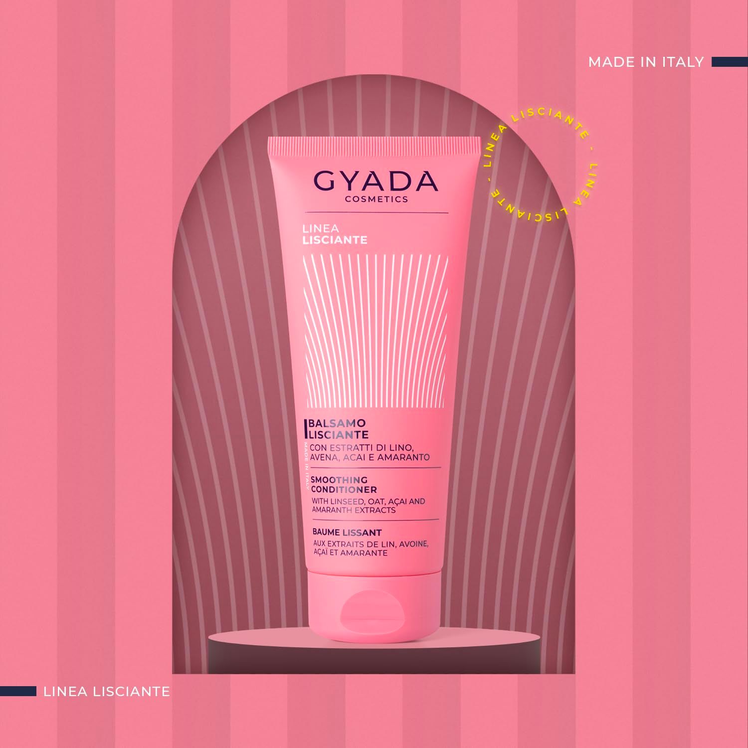 Gyada Cosmetics Glättende Linie Balsamo Lisciante in rosa Tube.