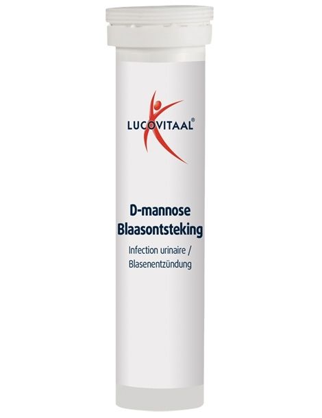 Weiße Tube mit LucoVitaan Logo und Aufschrift D-Mannose Blasenentzündung.