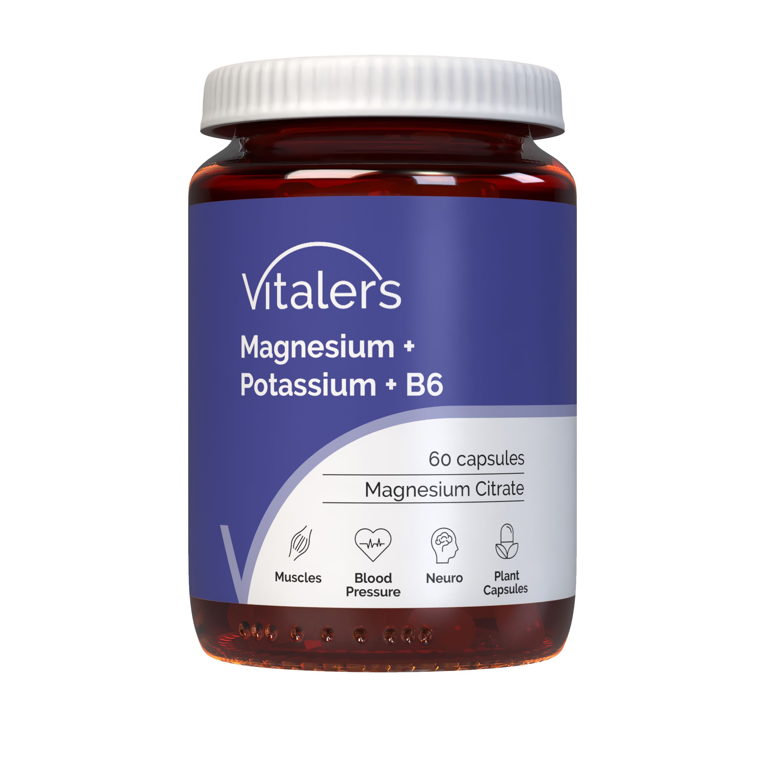 Vitaler's Magnesium + Kalium + B6 Kapseldose. 60 Kapseln.