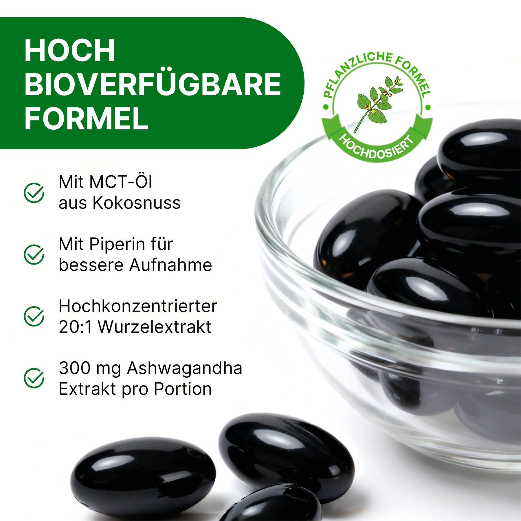 ALIVER Ashwagandha Extrakt Komplex Hochdosiert Softgels Laborgeprüft