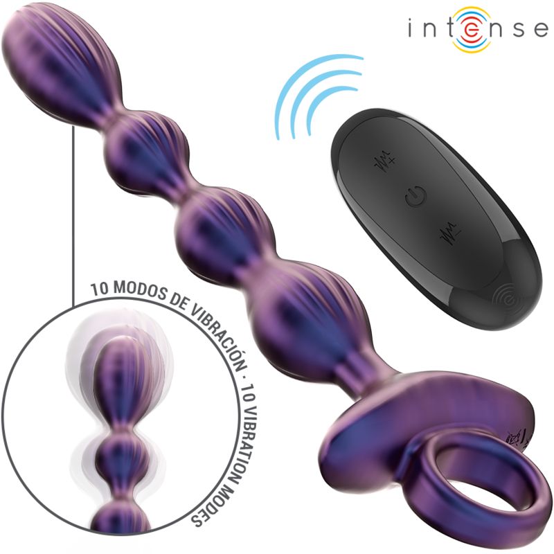 Lila Analstecker mit Fernbedienung. 10 Vibrationsmodi. Fernbedienung mit Tasten.