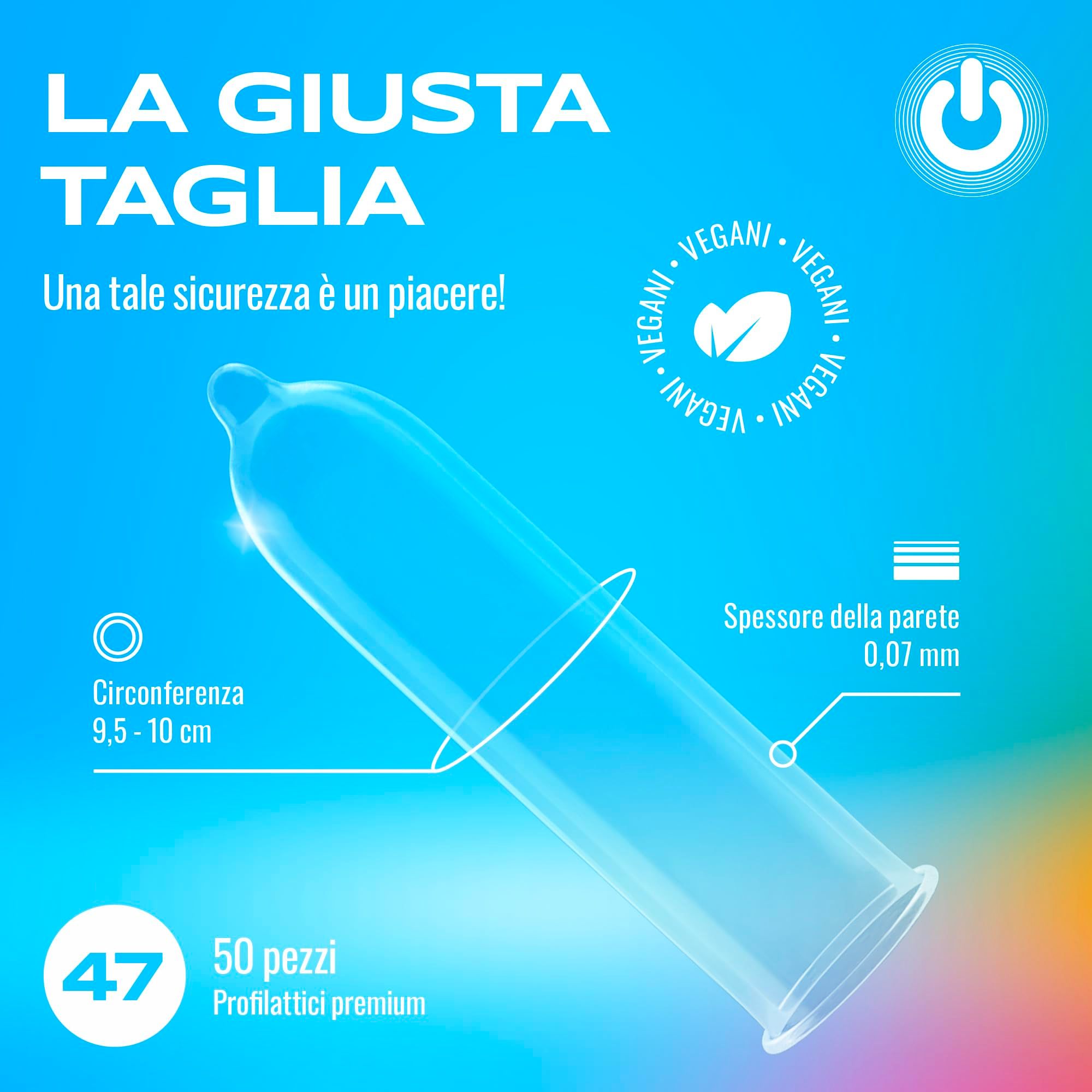 Transparenter Kondom, Größe 47mm, 50 Stück, vegan.