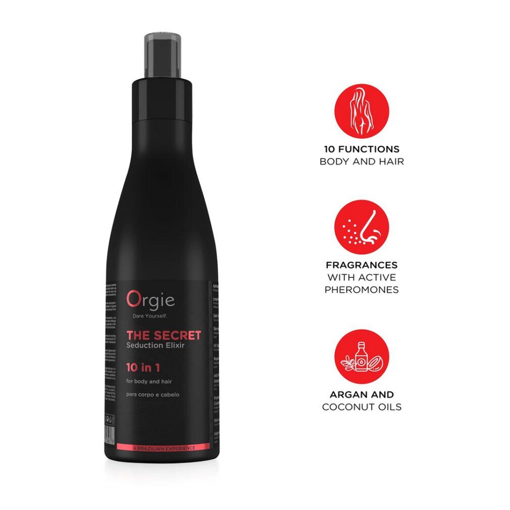 Orgie The Secret Seduction Elixir 10 in 1 Flasche mit Pumpspender. Enthält Argan- und Kokosöl.