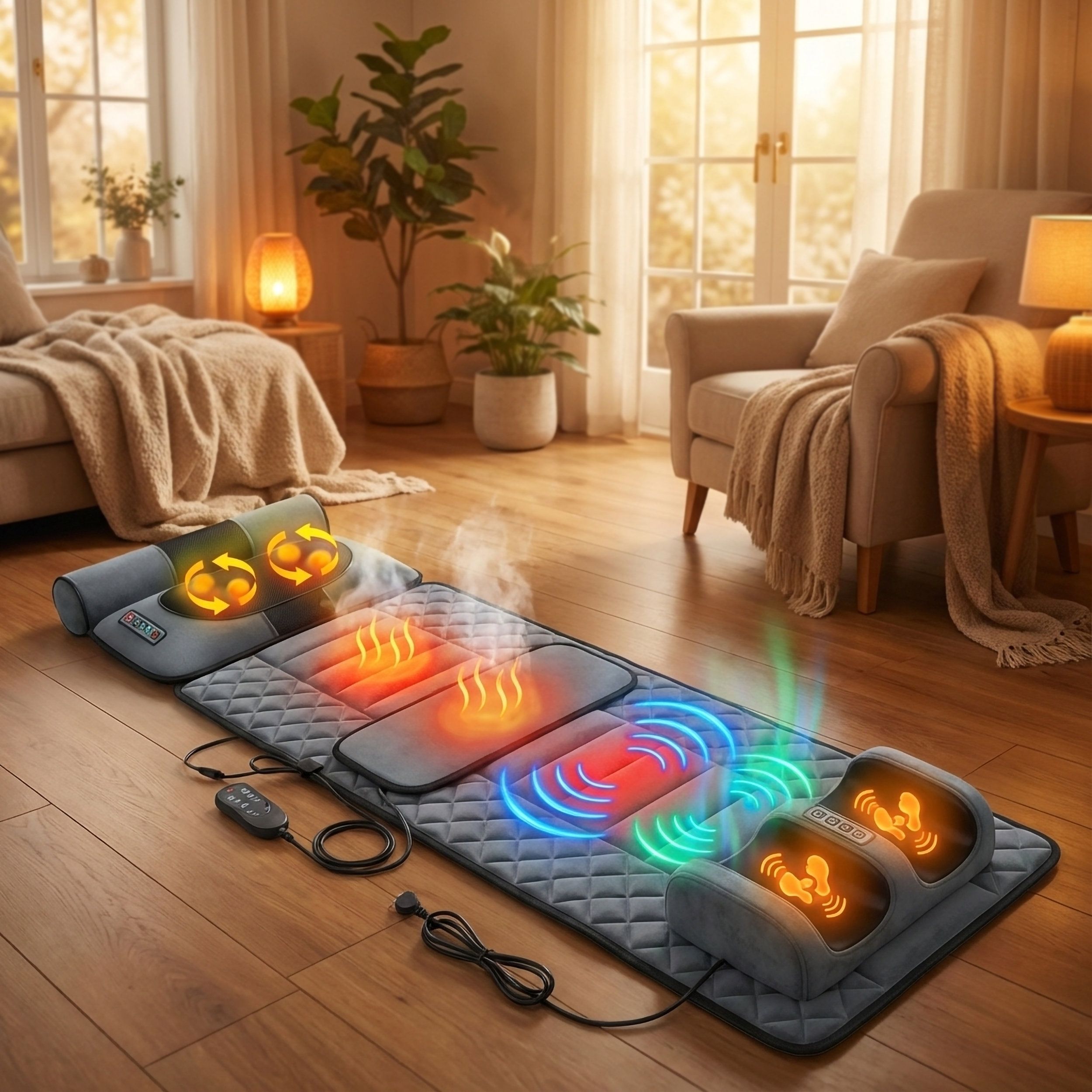 Beheizte Ganzkörper-Massagematte – Vibrationen, Nacken-Knetmassage & Ganzkörpermassage