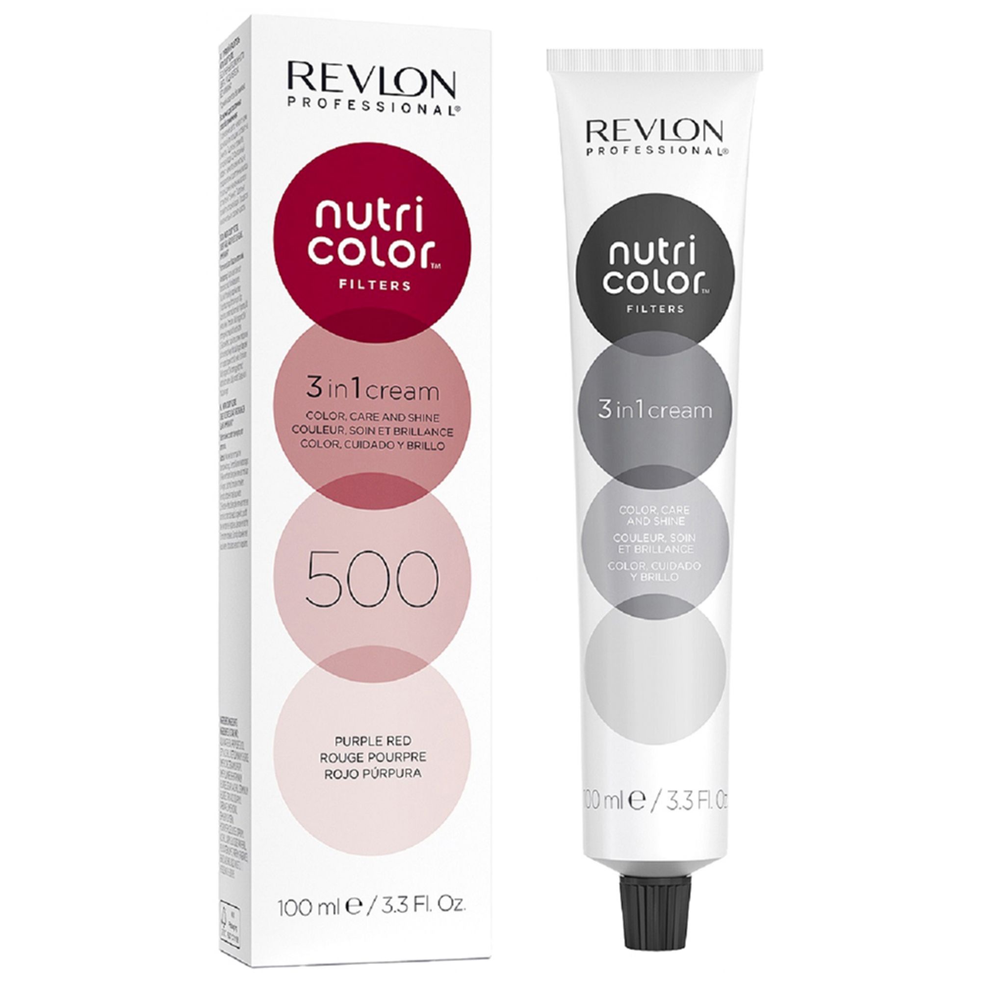 Revlon Nutri Color Filters 500 Purple Red Box and Tube, 100ml.